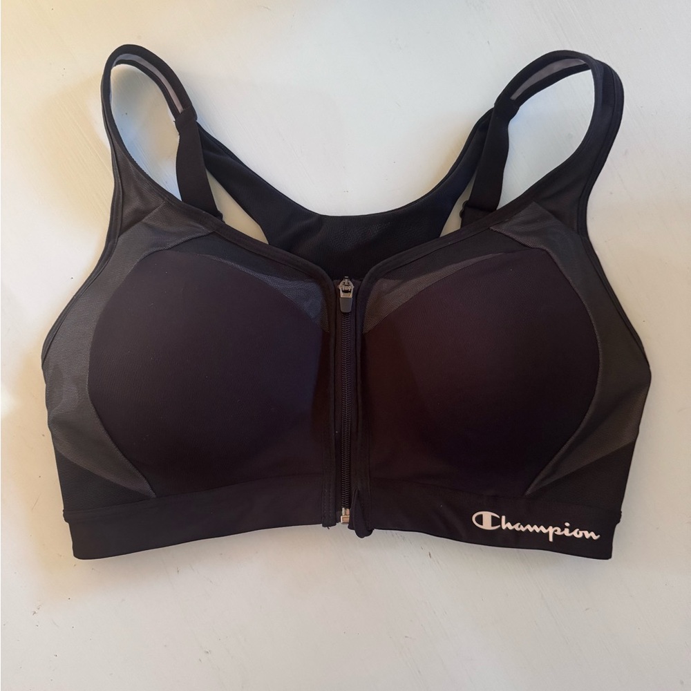 Champion Black Zip-Front Sports Bra